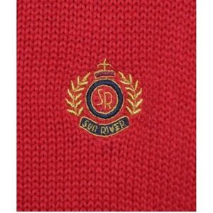 Vintage Red Knit Crest Sweater -  Unisex Classic Size M